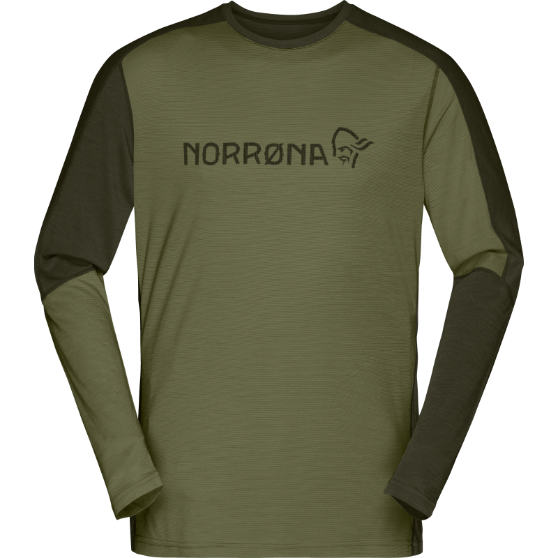 Norr⌀na Men's Falketind Equaliser Merino Round Neck Olive Night/Rosin