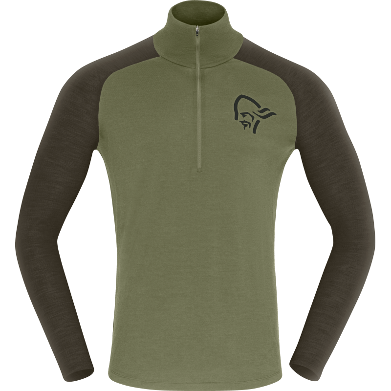 Norr⌀na Men's Femund pureUll Zip Neck Loden Green