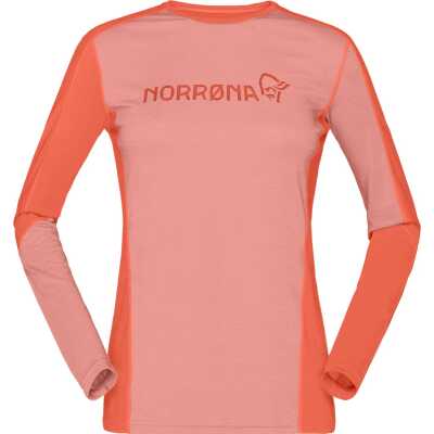 Norr⌀na Women's Falketind Equaliser Merino Round Neck Peach Amber/Orange Alert