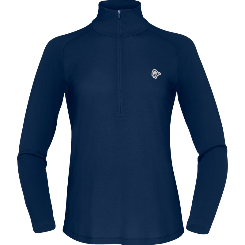 Norr⌀na Women's Femund pureUll Zip Neck Indigo Night