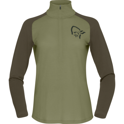 Norr⌀na Women's Femund pureUll Zip Neck Loden Green
