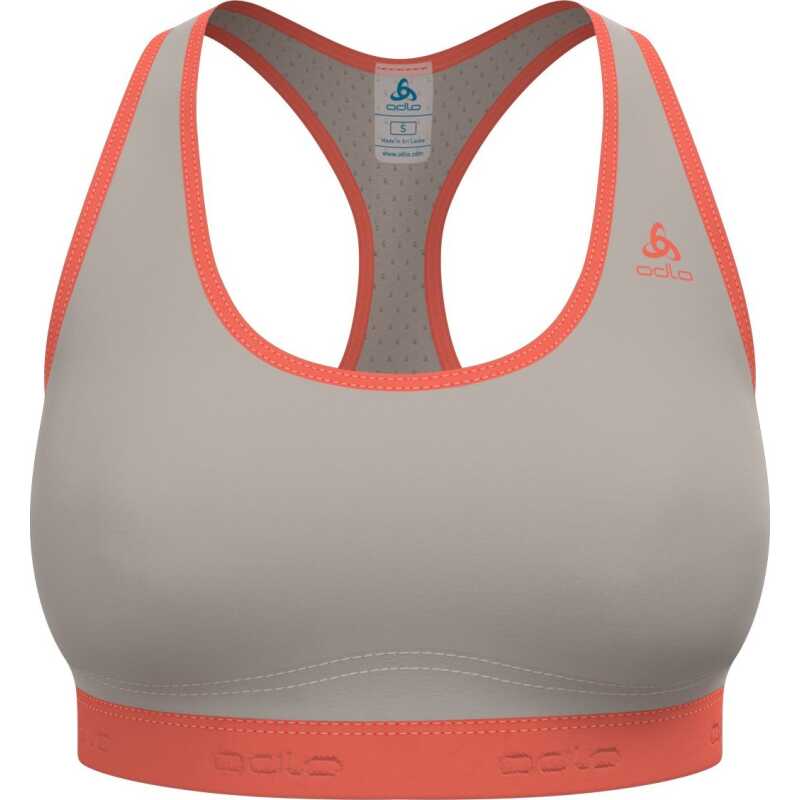 Odlo Women's Ascent Performance Wool Medium Support Sports Bra Silver Cloud/Living Coral Odlo Women's Ascent Performance Wool Medium Support Sports Bra Silver Cloud/Living Coral