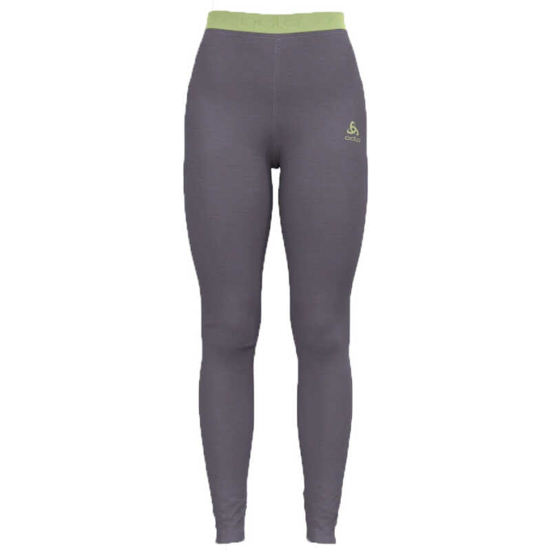 Odlo Women's Performance Wool 150 Base Layer Bottom Gray Ridge Melange - Shadow Lime