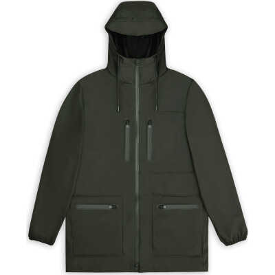 Rains Unisex Cargo Long Jacket W3 Green