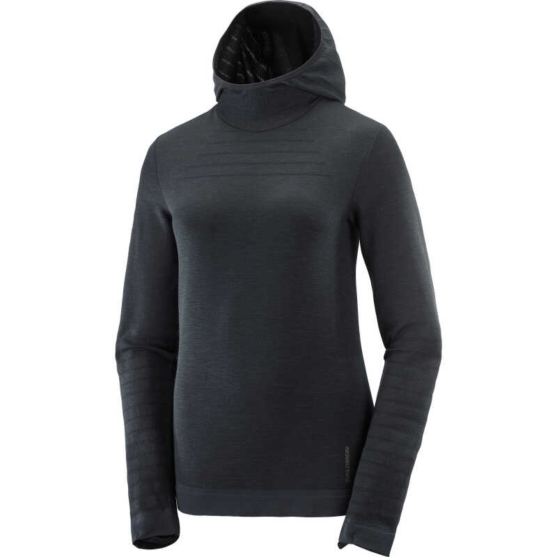 Salomon Women's Essential Wool Hooded Deep Black