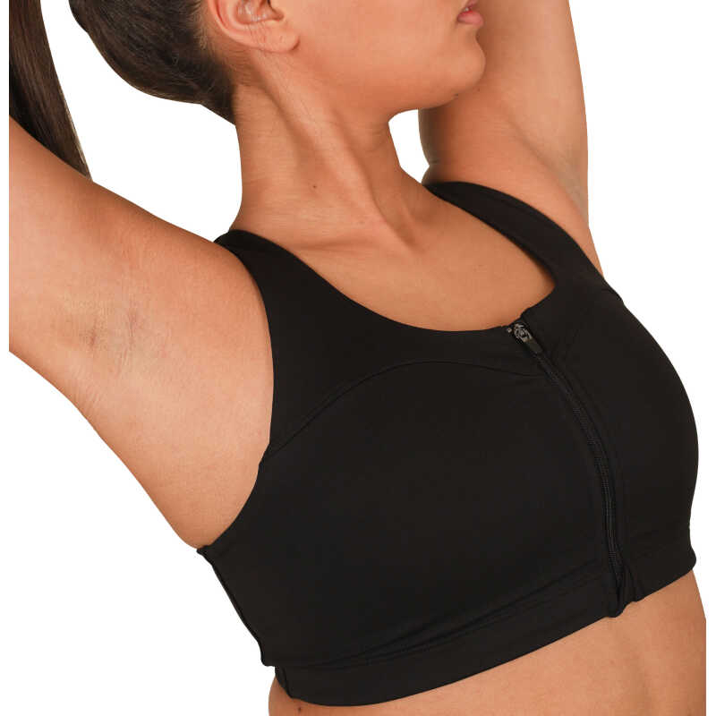 StayInPlace Front Zip Sports Bra Black