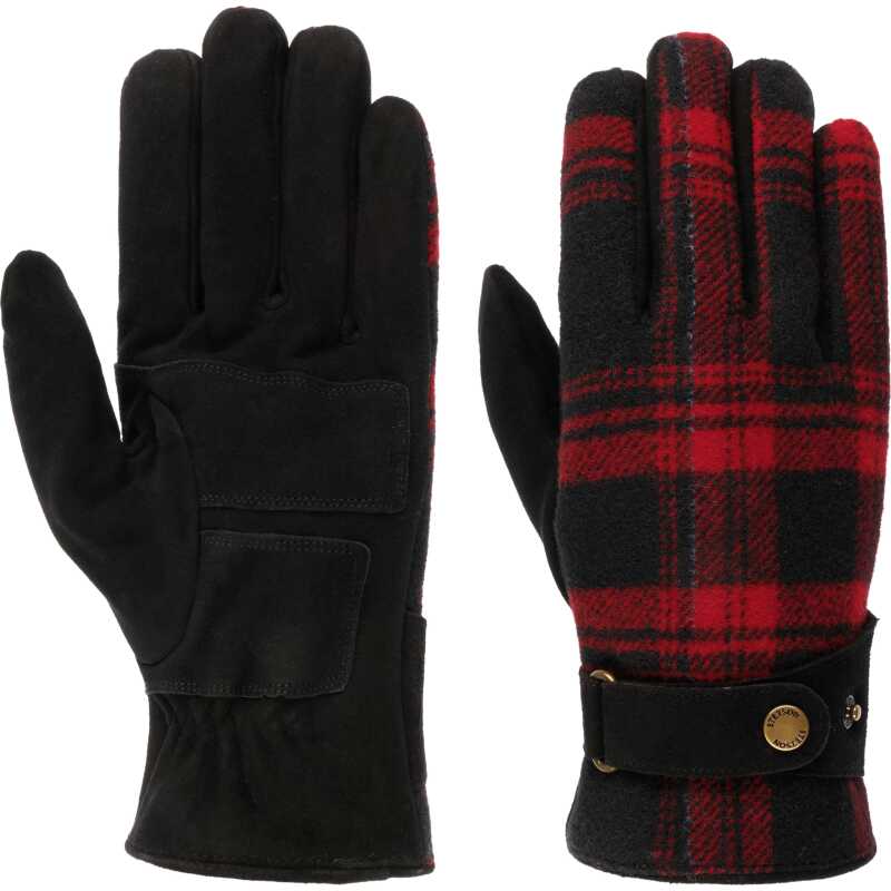 Stetson Men's Gloves Goat Suede/Shadow Plaid Black/Red