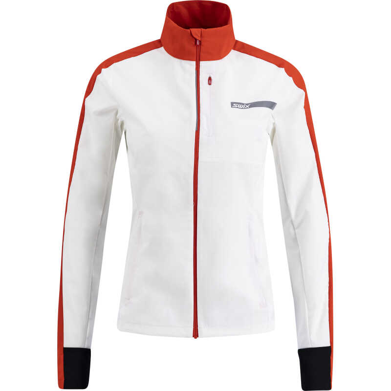Swix Women's Roadline Wind Jacket Bright White/Fiery Red Swix Women's Roadline Wind Jacket Bright White/Fiery Red