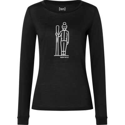 super.natural Women's Skianto Long Sleeve Jet Black/Silver