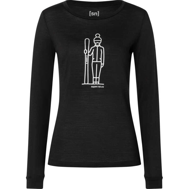 super.natural Women's Skianto Long Sleeve Jet Black/Silver